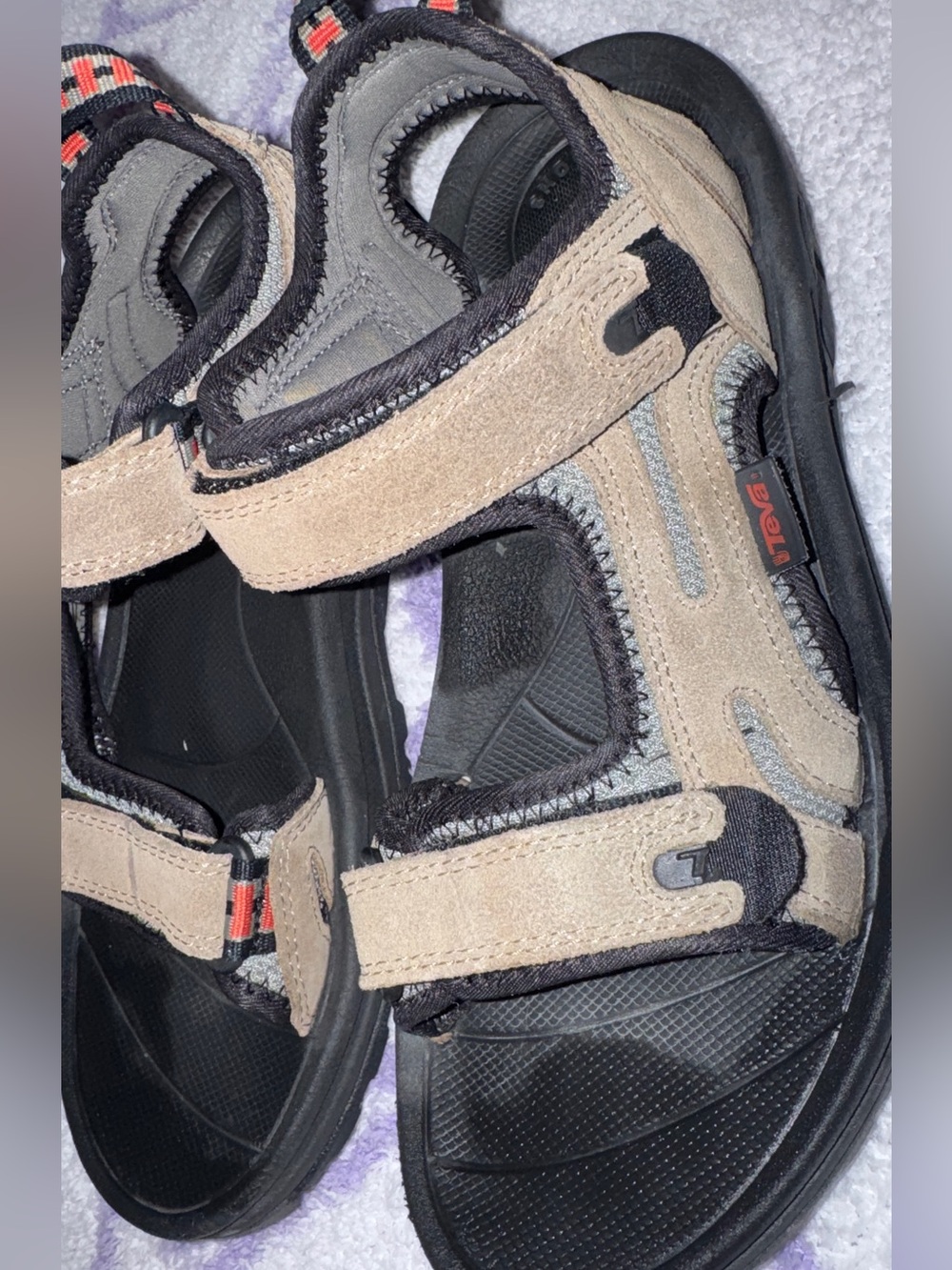 Teva Men's Tan and Black Strappy Outdoor Sandals